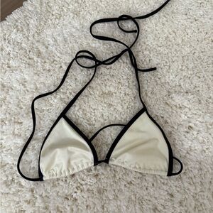 Black and Cream Triangle Bikini Top